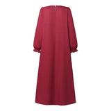 ZANZEA Long Sleeve Islamic Long Robes Abaya Women Muslim Fashion O Neck Casual Vestidos Loose Turkey Floral Printing Maxi Dress