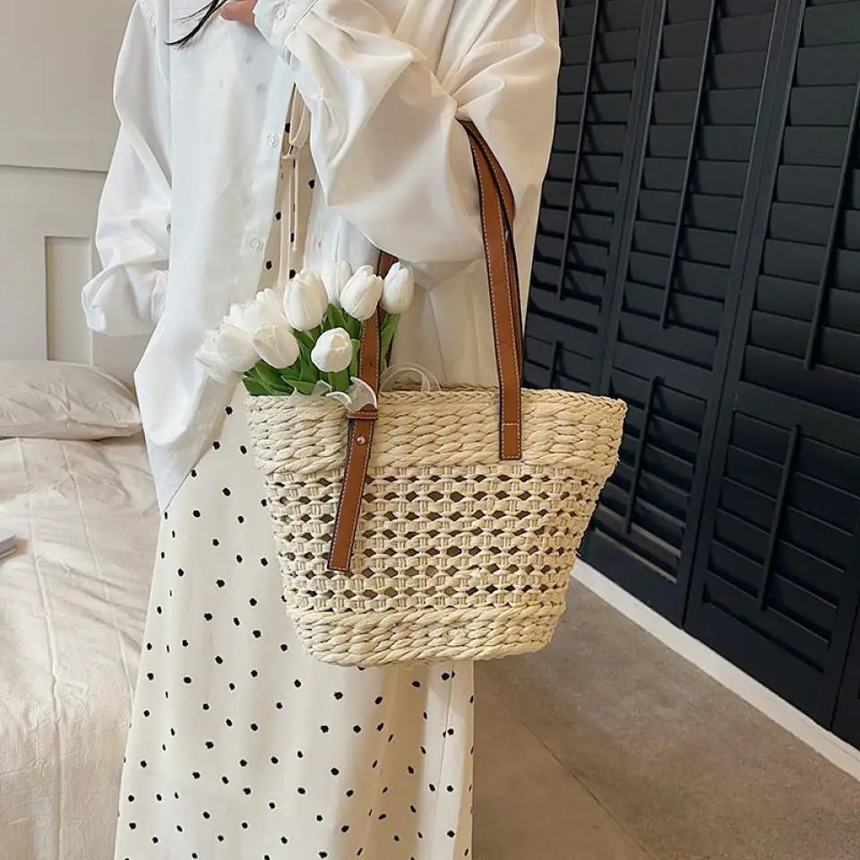 Summer Straw Beach Tote