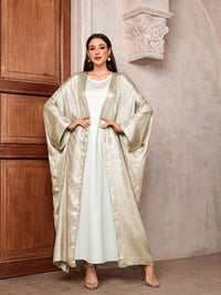 2024 Ramadan Eid Shiny Batwing Satin Open Kimono Abaya Dubai Luxury Muslim Abayas For Women Kaftan Dress Islamic Clothing Femme