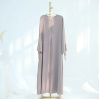 Ramadan Eid Plain Black Abaya Dubai Women drawstring Islam Muslim Maxi Kaftan Dress Kebaya Caftan Marocain Robe Femme Musulmane