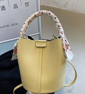 Summer fashion handbag solid color 2025 new style French small fresh shoulder crossbody bag trendy bucket bag