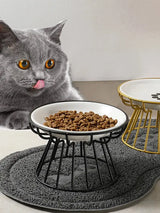 1Set Pet Ceramic Bowl Iron Rack Cat