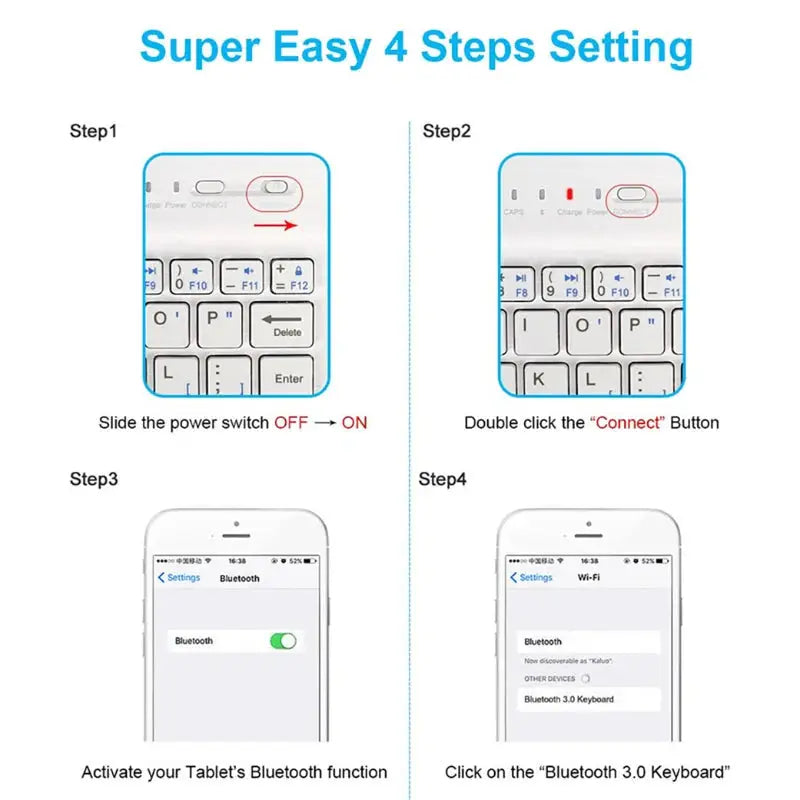 10 inch Wireless Keyboard for iPad Pro 11 Air 5 4 3 5th 6th 8th Rechargeable Keyboard with Mouse for Xiaomi Huawei Samsung