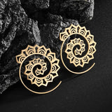 Silver-Plated Carved Flower Drop-Shaped Large Earrings Hypoallergenic Earrings for Women Retro Fashion Casual Party Jewelry