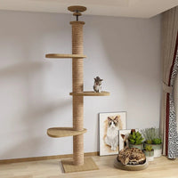 Cat Tree Floor To Ceiling Cat Tower with With Scratching Post Hammock Floor to Ceiling Pet Tree House Pet Furniture Climbing Toy