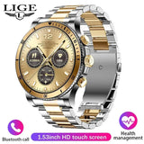 GPS Tracker NFC Smart Watch For Huawei Xiaomi Smart Watch Men's Steel Band AI Voice Smart Watch AMOLED HD Screen Bluetooth Call