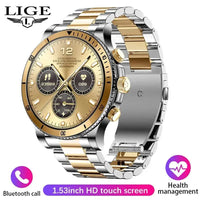 GPS Tracker NFC Smart Watch For Huawei Xiaomi Smart Watch Men's Steel Band AI Voice Smart Watch AMOLED HD Screen Bluetooth Call