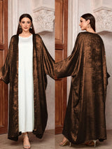 2024 Ramadan Eid Shiny Batwing Satin Open Kimono Abaya Dubai Luxury Muslim Abayas For Women Kaftan Dress Islamic Clothing Femme