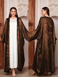 2024 Ramadan Eid Shiny Batwing Satin Open Kimono Abaya Dubai Luxury Muslim Abayas For Women Kaftan Dress Islamic Clothing Femme