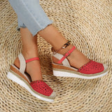 Women Closed Toe Wedge Sandals Summer Buckle Strap Gladiator Shoes Woman Fashion Espadrilles Platform Sandals Sandalias De Mujer
