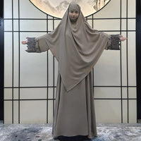 Eid Embroidery Abaya Khimar Set Ramadan Muslim Women Prayer Garment Hijab Dress Islam Clothing Turkey Robe Kaftan Jalabiya Burqa