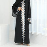 Eid Ramadan Flower Embroidery Abayas for Women Muslim Dress Dubai Open Abaya Turkey Kaftan Kebaya Caftan Marocain Femme Robe New