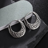 Silver-Plated Carved Flower Drop-Shaped Large Earrings Hypoallergenic Earrings for Women Retro Fashion Casual Party Jewelry