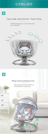 Electric Bluetooth Baby Cradle with Mosquito Net Bluetooth Music Baby Rocking Chair Multifunctional Baby Crib for Newborns 2024