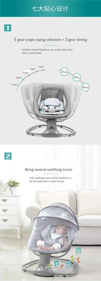 Electric Bluetooth Baby Cradle with Mosquito Net Bluetooth Music Baby Rocking Chair Multifunctional Baby Crib for Newborns 2024