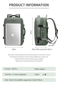 Travel Backpack For Men Expanded 39L hiking Business Laptop Backpack For Women USB charging 17 inch waterproof school Backpack