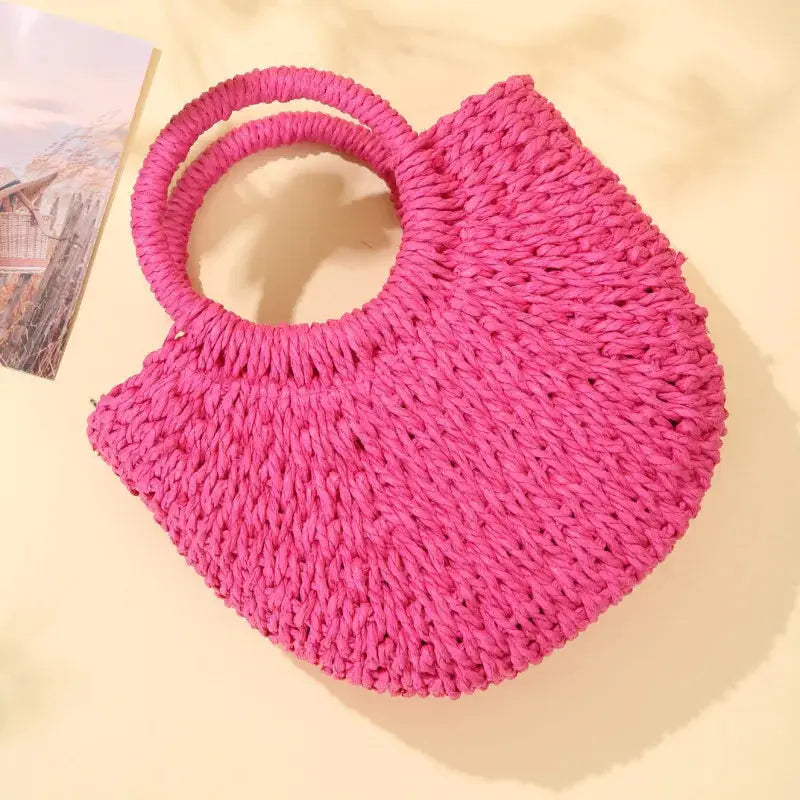 Straw Rattan Beach Handbag