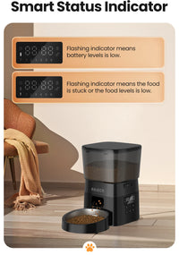 ROJECO 2L Automatic Feeder For Cats Smart Pet Fresh Food Dispenser With Stainless Steel Bowl Auto Cat Kibble Dispenser For Dogs