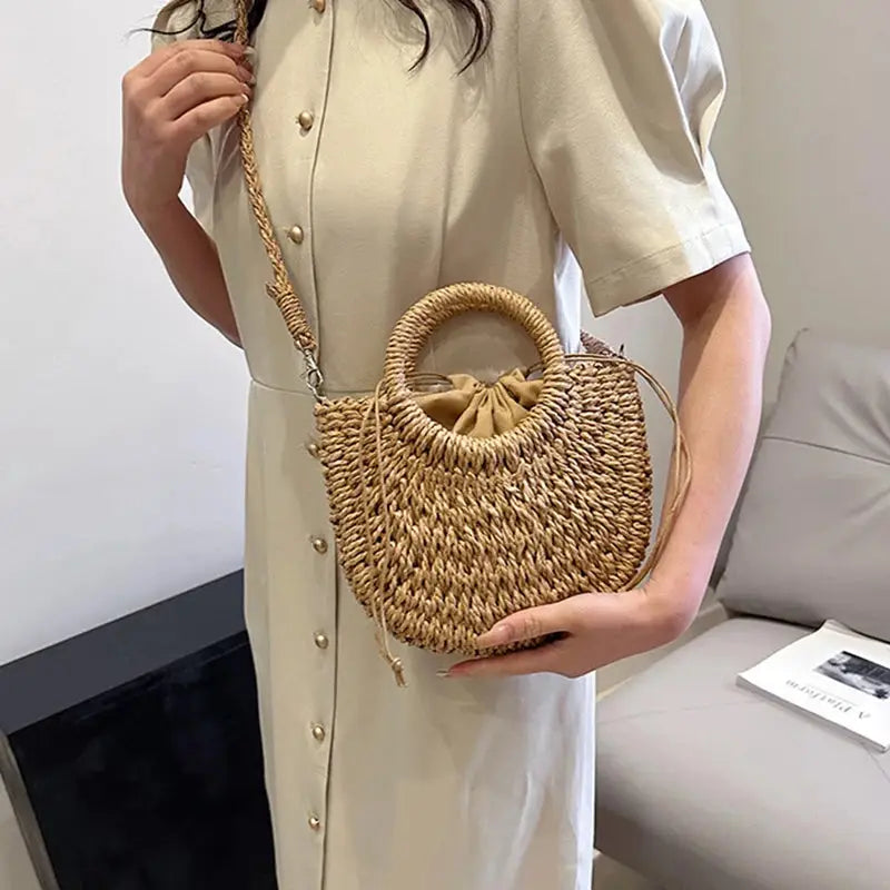 Straw Rattan Beach Handbag