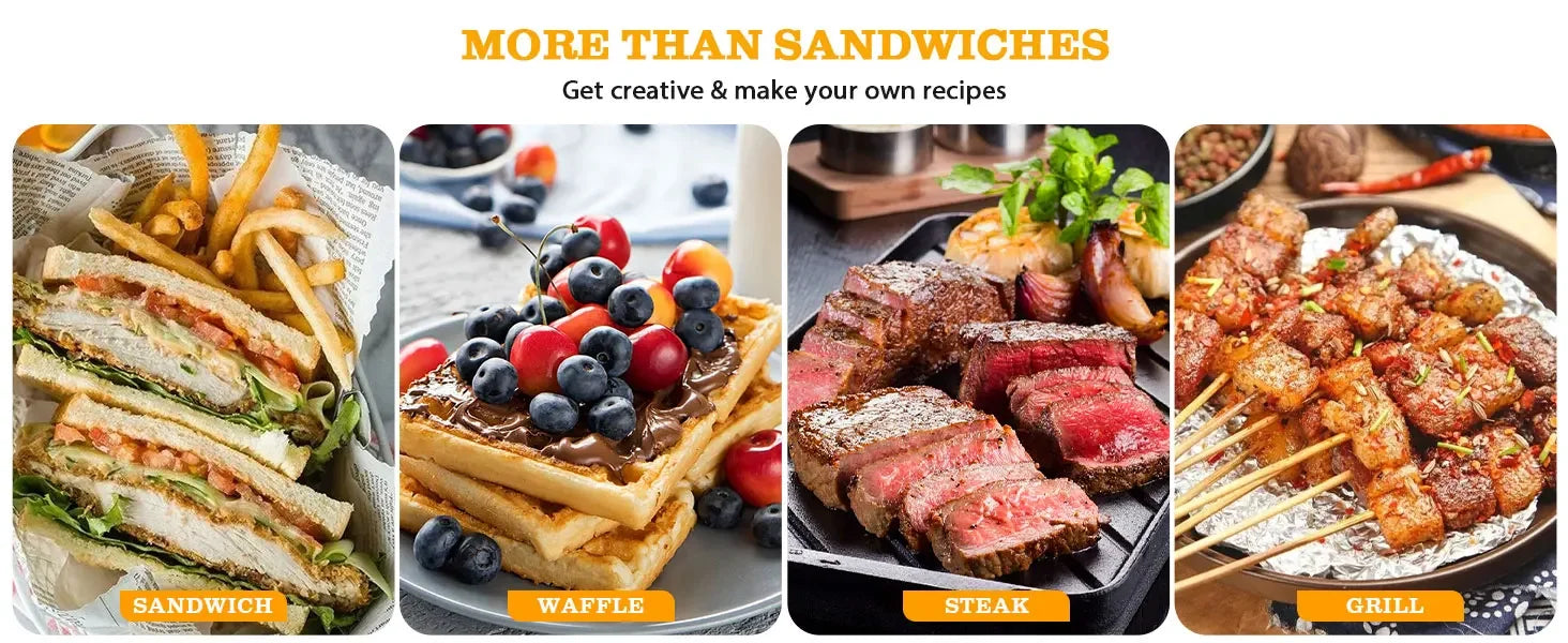 Taylor swoden - Bruno 3 en 1 sandwichera, gofrera, Prensa Panini, 1200W, tiene capacidad para 4 sándwiches, placas desmontables