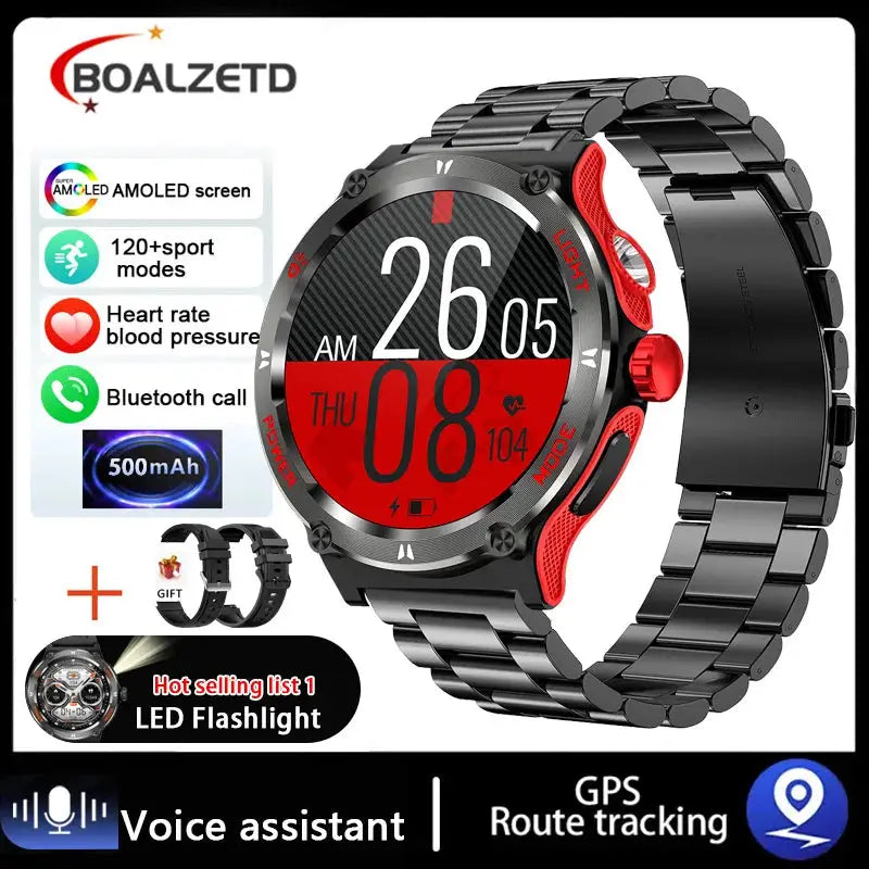 EIGIIS Smart Watch 3ATM Waterproof 1.53" KT76 Men Sport With Compass And LED Flashlight Heart Rate Sleep Analysis Bluetooth Call