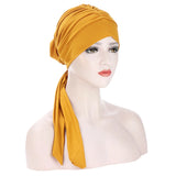 Muslim Women Stretch Solid Wrinkle Turban Hat Cancer Chemo Beanies Caps Pre-Tied Scarf Headwear Headwrap Plated Hair Accessories