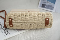2024 Summer New Artistic Vintage Woven Handbag Single Shoulder Crossbody Bag Beach Vacation Fiberglass Strap Polyester Lining
