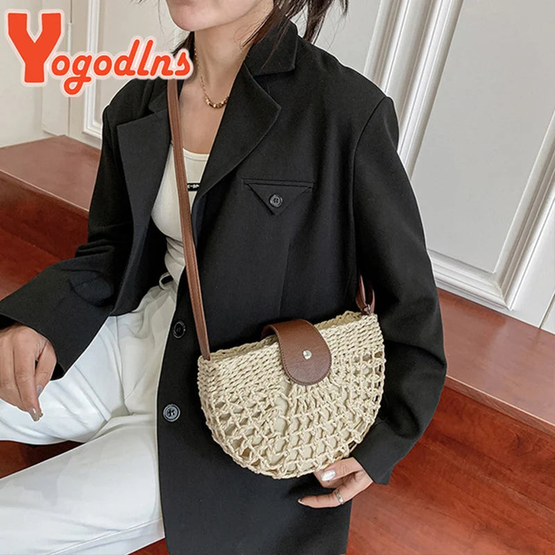 Summer Straw Bag - Fashion Semicircle