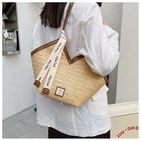 Ladies Beach Bag Vintage Handmade Woven Shoulder Handbag Large Capacity Rattan Bags Summer Vacation Casual Handbags Bolso Mujer
