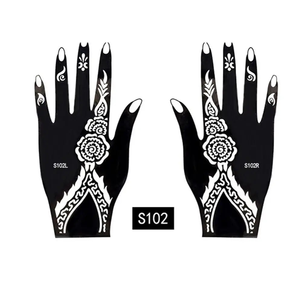 6 Types Fashion Beauty DIY India Henna Sticker Body Art Kit Tattoo Stencils Temporary Hand Decal