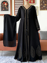 Elegant Women's Party Dress Chiffon Loose Open Zipper Abaya Muslim Islamic Clothing Cardigan Style for Special Occasions