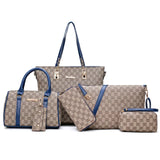 2022 Women Handbag Leather Shoulder Bags Fashion Totes Female Purse Six-Piece Set Designer Brand Large Capacity Casual