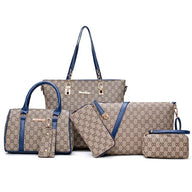 2022 Women Handbag Leather Shoulder Bags Fashion Totes Female Purse Six-Piece Set Designer Brand Large Capacity Casual