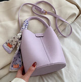 Summer fashion handbag solid color 2025 new style French small fresh shoulder crossbody bag trendy bucket bag