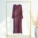 Ramadan Eid Plain Black Abaya Dubai Women drawstring Islam Muslim Maxi Kaftan Dress Kebaya Caftan Marocain Robe Femme Musulmane