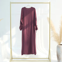 Ramadan Eid Plain Black Abaya Dubai Women drawstring Islam Muslim Maxi Kaftan Dress Kebaya Caftan Marocain Robe Femme Musulmane