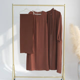2 Piece Abaya Set Kimono with Inner Dress Muslim Abayas for Women Dubai Luxury Turkey Ramadan Islam Matching Hijab Outfit Kaftan