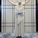 Eid Embroidery Abaya Khimar Set Ramadan Muslim Women Prayer Garment Hijab Dress Islam Clothing Turkey Robe Kaftan Jalabiya Burqa