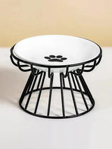 1Set Pet Ceramic Bowl Iron Rack Cat