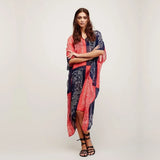 2023 Bohemian Printed V-neck Batwing Sleeve Long Loose Summer Dress For Women Clothes  Streetwear Moroccan Caftan Q831