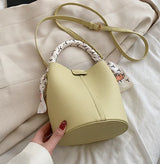 Summer fashion handbag solid color 2025 new style French small fresh shoulder crossbody bag trendy bucket bag