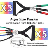 Multifunction Fitness Tension Rope 5-Tube Elastic Yoga Pedal Puller Resistance Band Tension Rope for Stretching Abdomen Training