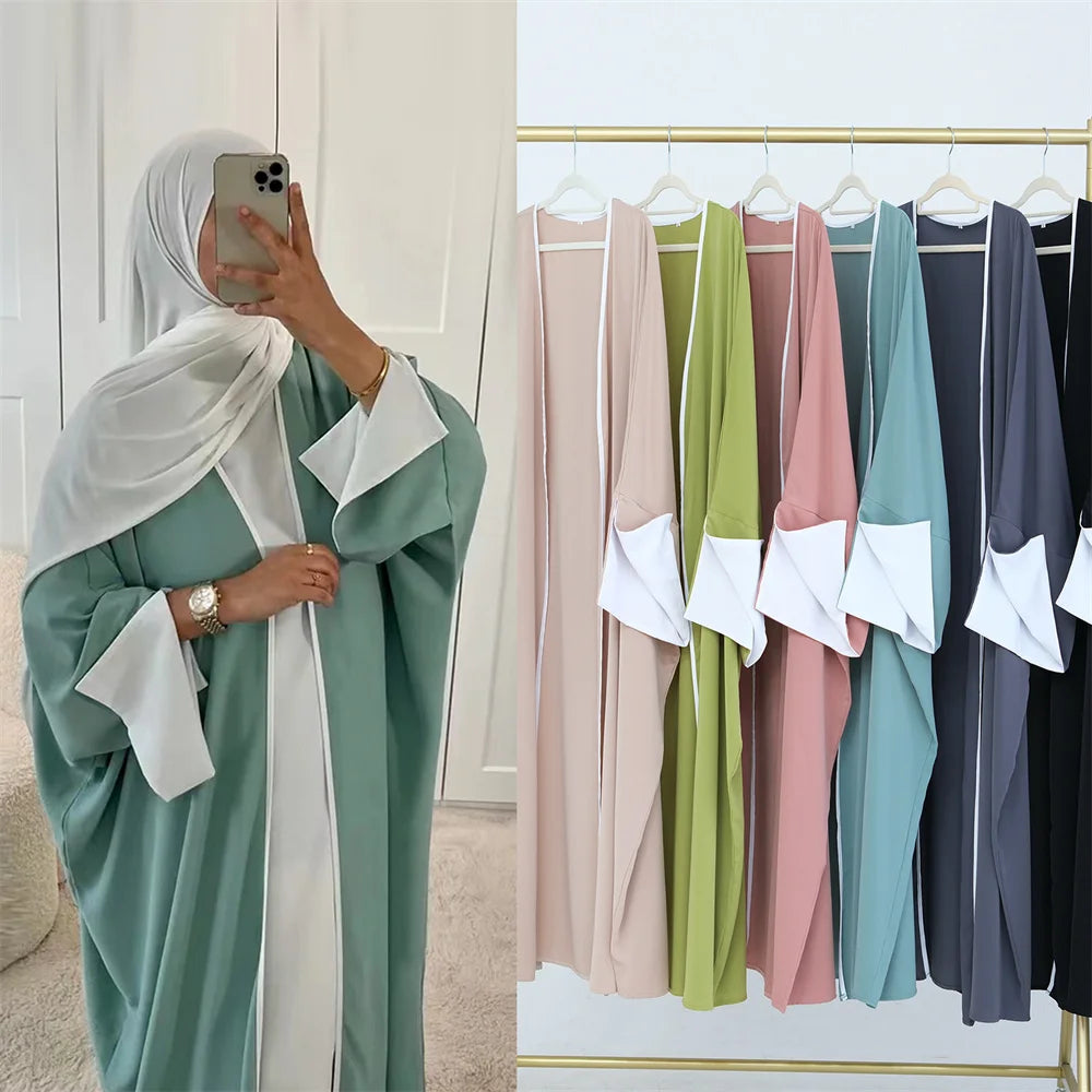 Modest Open Abaya Kimono Kaftan Dubai Islam Muslim Dress Abayas Caftan Marocain Qatar Oman Turkey Clothing For Women Robe Femme