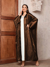 Shiny Party Abaya Ramadan Eid Batwing Satin Open Kimono Dubai Luxury Muslim Damen Abayas For Women Kaftan Dress Islamic Clothing