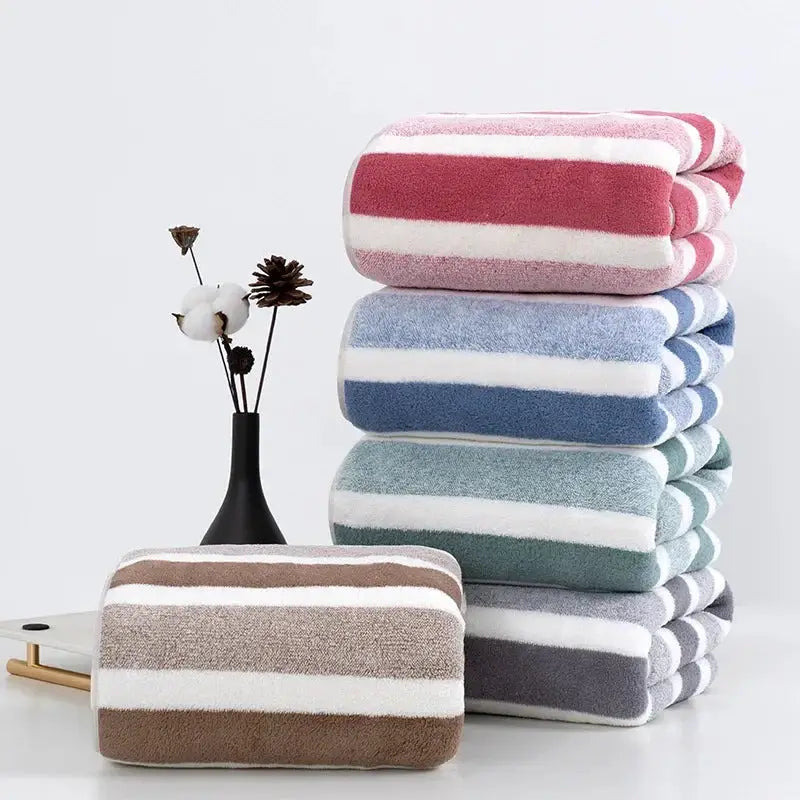 4PCS 70X140CM Soft Stripe Absorbent Microfiber Bath Towel Stripe Towels Quick Drying Absorbent Towels For Bathroom
