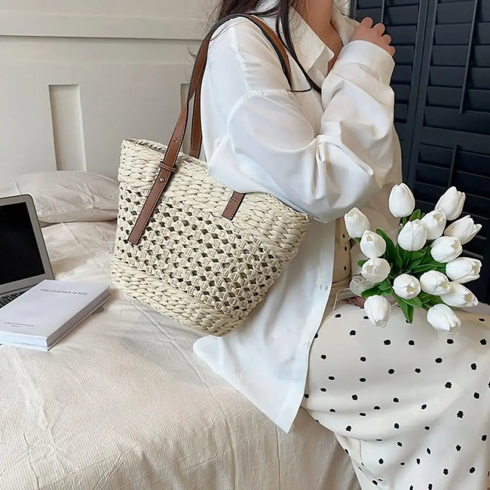 Summer Straw Beach Tote