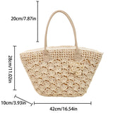 Summer Large Capacity Hand Knitting Straw Bag with Inner Pocket Casual Crochet Beach Handbag Travel Vacation Shopping Tote 2025