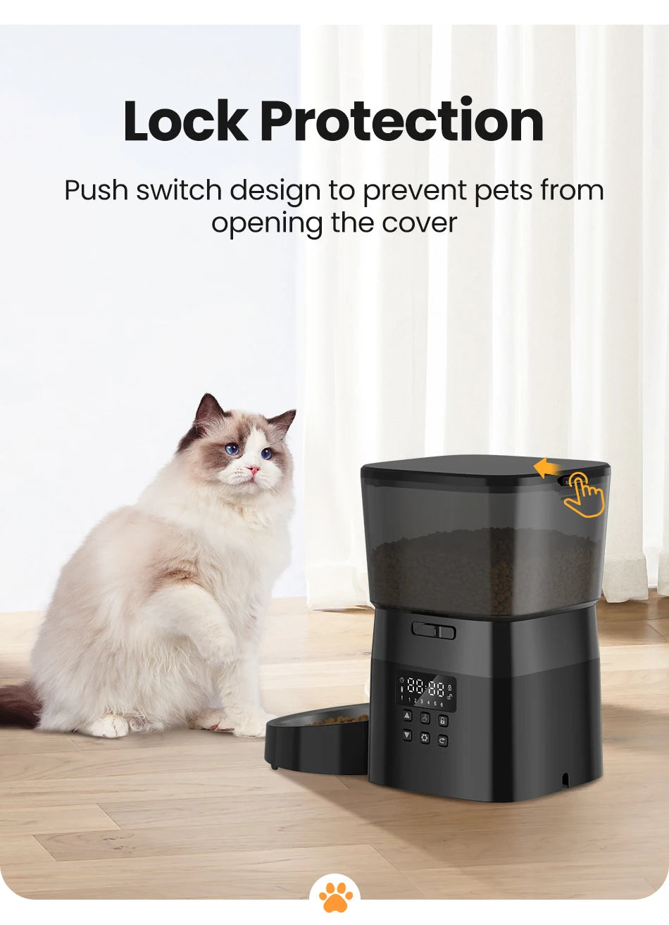 ROJECO 2L Automatic Feeder For Cats Smart Pet Fresh Food Dispenser With Stainless Steel Bowl Auto Cat Kibble Dispenser For Dogs