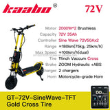 Electric Scooter Gold Color Sine Wave Display 72V 35Ah 2000Wx2 Skateboard Powerful Adult Foldable