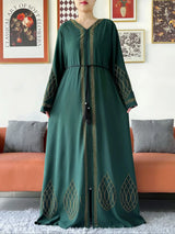 Elegant Women's Party Dress Chiffon Loose Open Zipper Abaya Muslim Islamic Clothing Cardigan Style for Special Occasions
